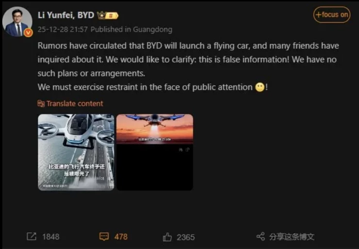 BYD’den uçan araba iddialarına resmi açıklama