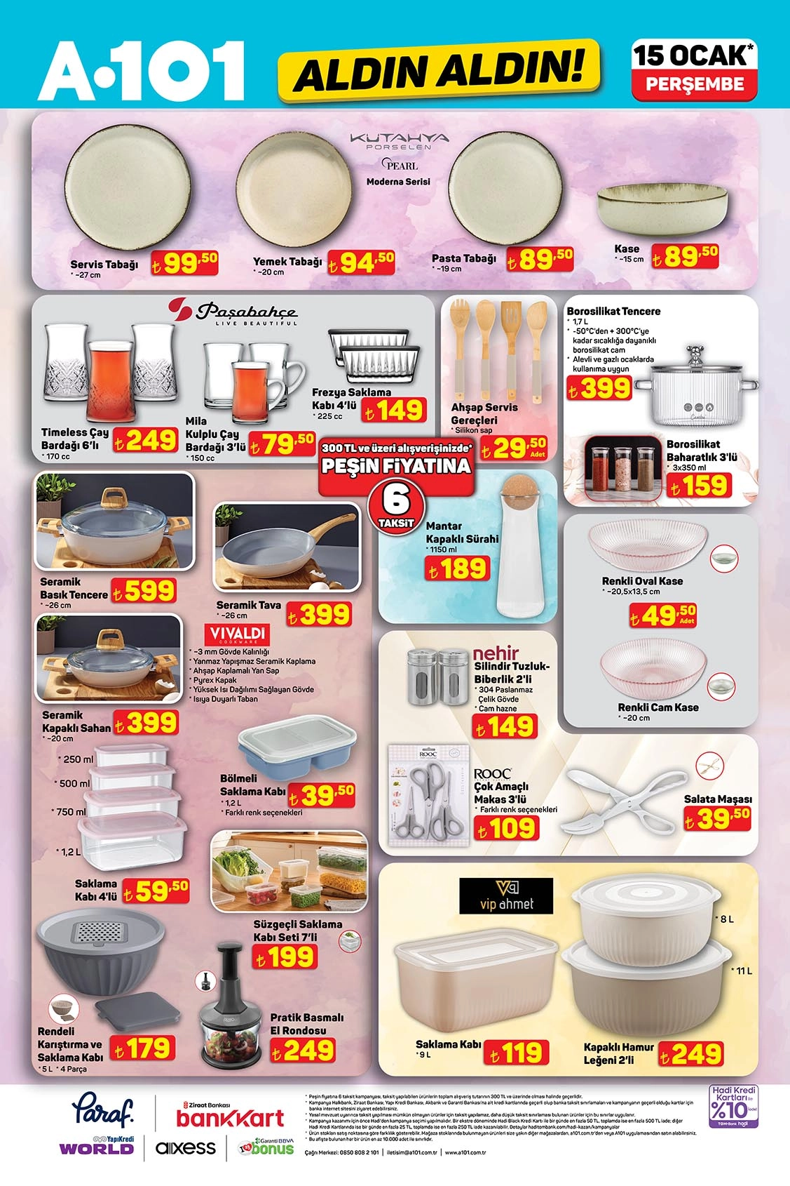 A101 aktüel katalog 15 Ocak mutfak ve ev gereçleri ürünleri