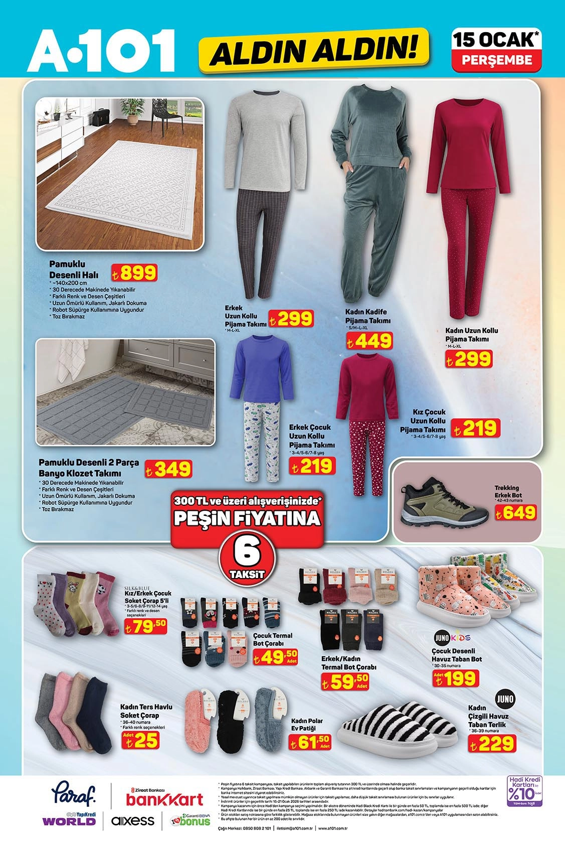 A101 aktüel katalog 15 Ocak tekstil ve ayakkabı ürünleri