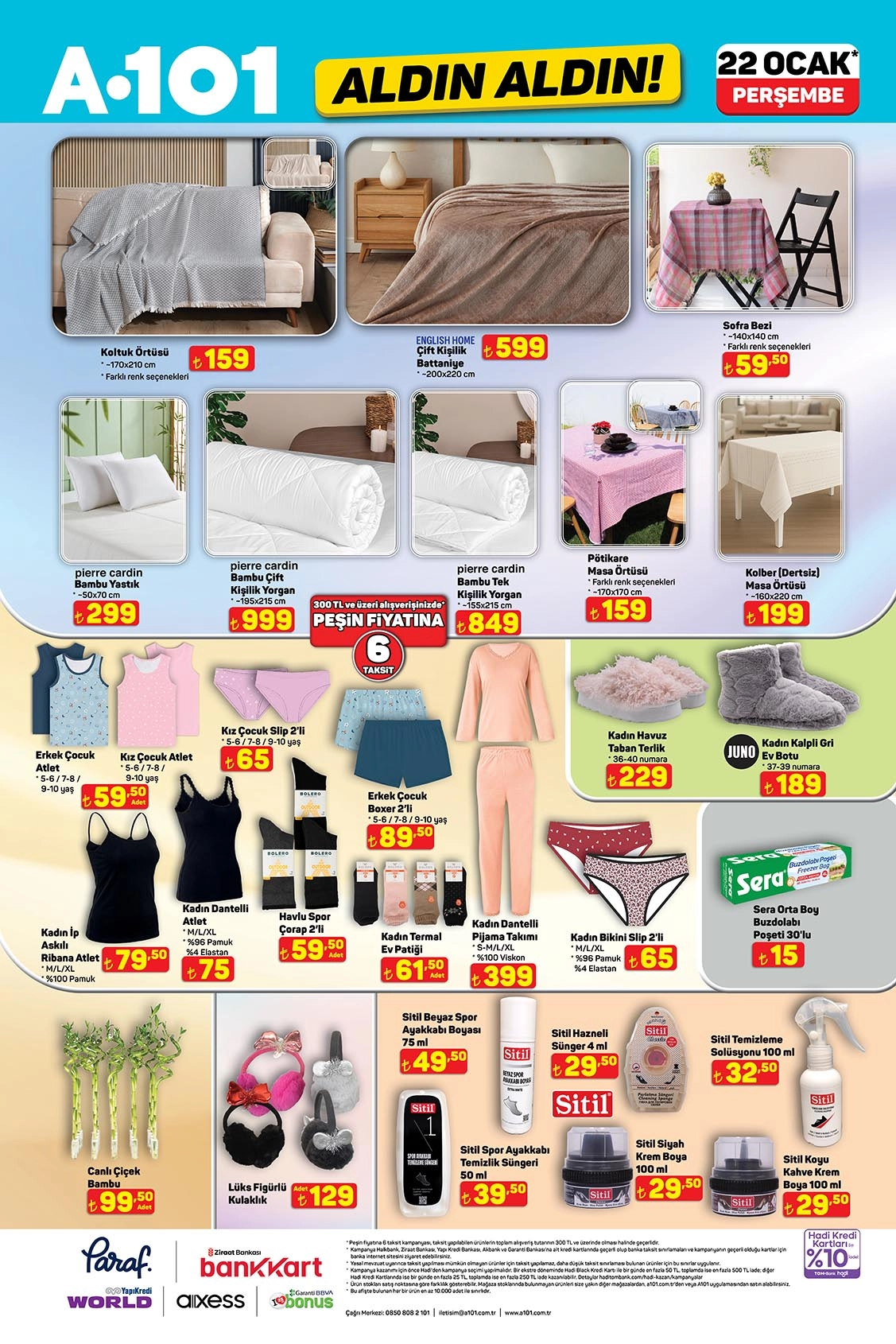 A101 22 Ocak tekstil ve giyim ürünler