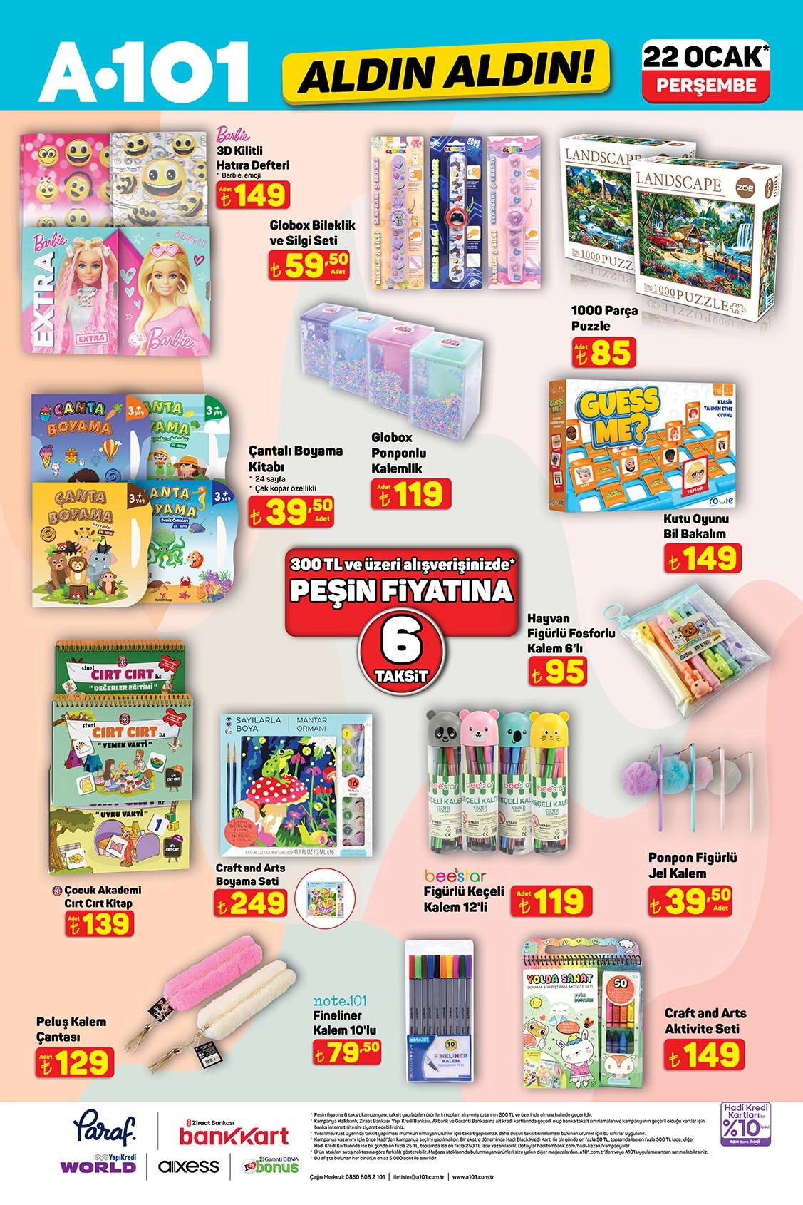 A101 22 Ocak kırtasiye ürünleri