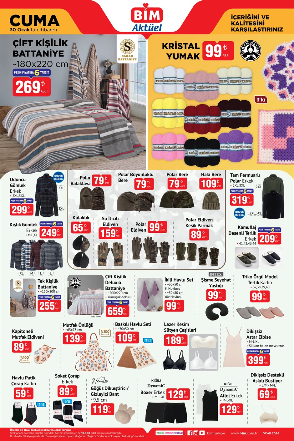 BİM aktüel katalog tekstil ve kışlık ürünler.