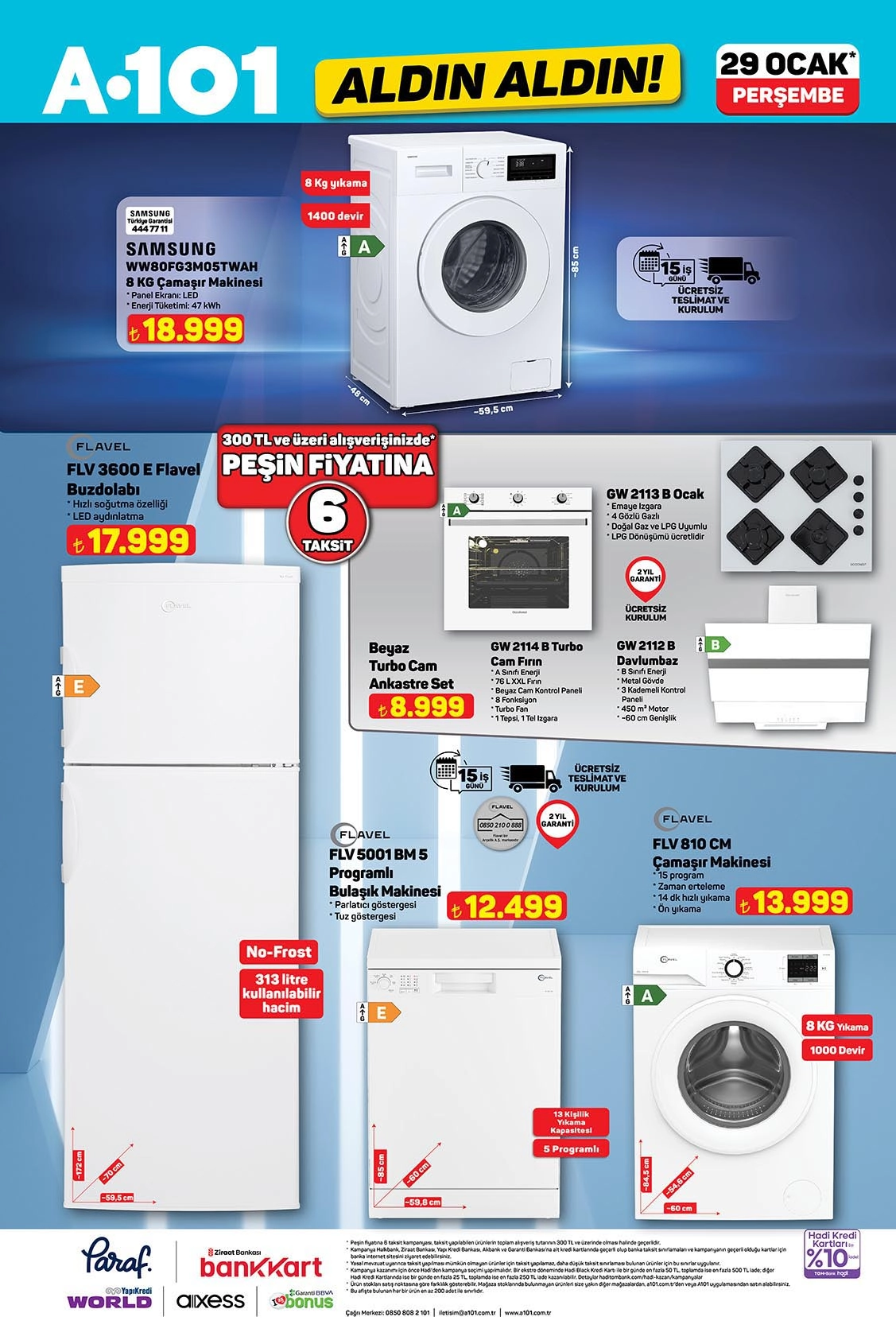 A101’de bu hafta çamaşır makinesi ve buzdolabı