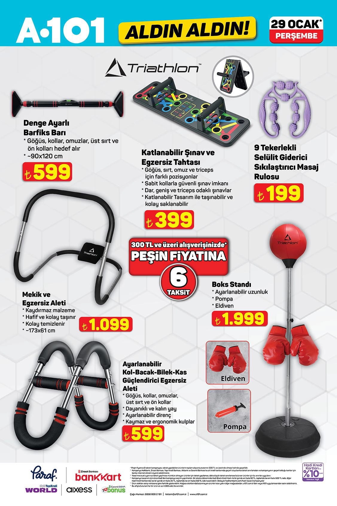 A101 29 Ocak aktüel spor ve fitness ürünleri