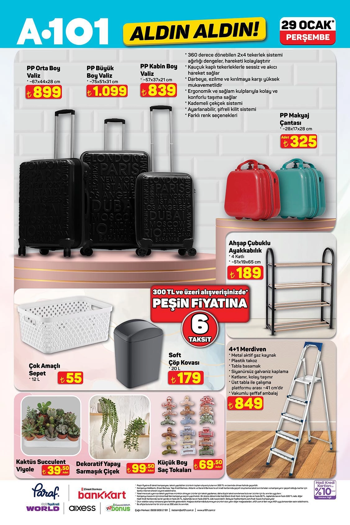 A101 29 Ocak aktüel valiz ve ev düzenleme ürünleri