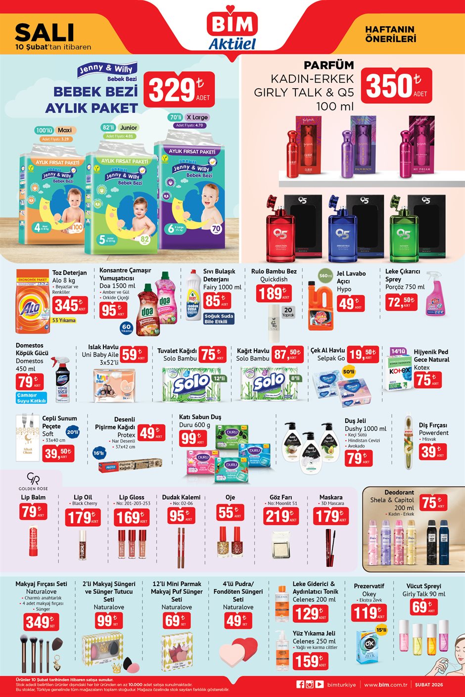 10 şubat BİM katalog temizlik ürünleri