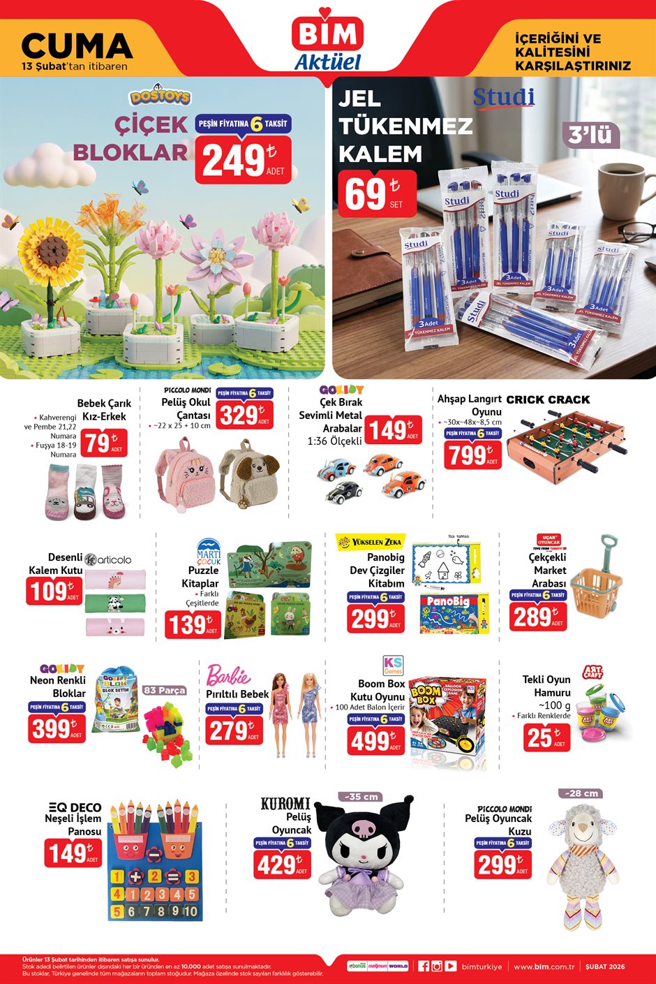 13 Şubat 2026 BİM Cuma ev ve mutfak ürünleri