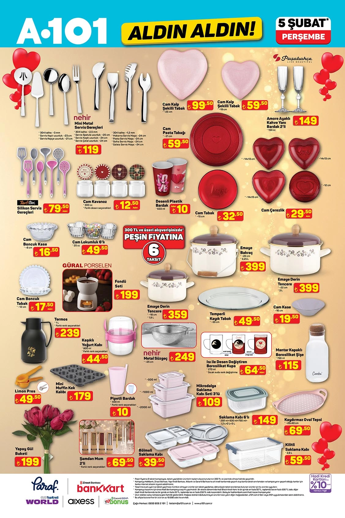 A101 aktüel katalog 5 Şubat mutfak, cam ve saklama ürünleri