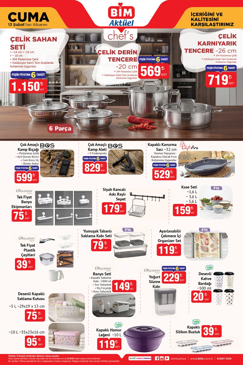 BİM katalog mutfak ürünlerinde indirimler.