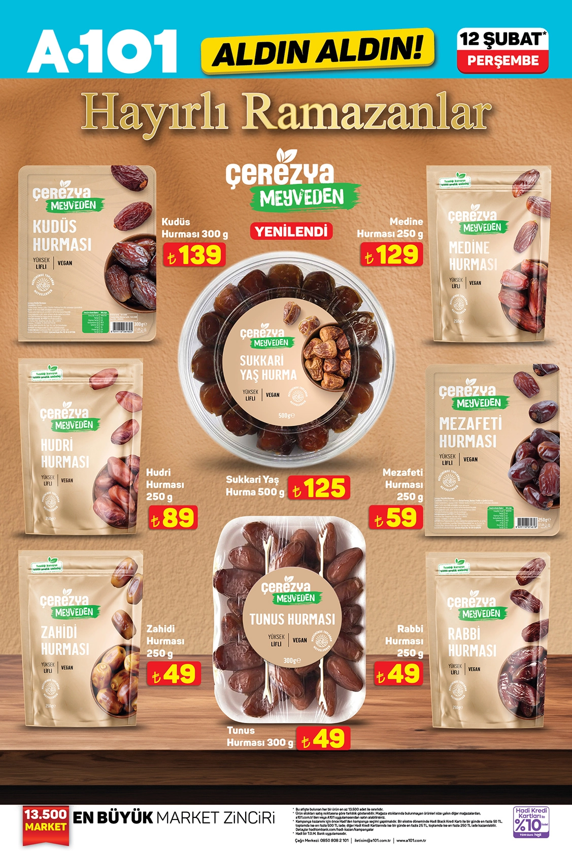 A101 hurma çeşitleri 12 Şubat