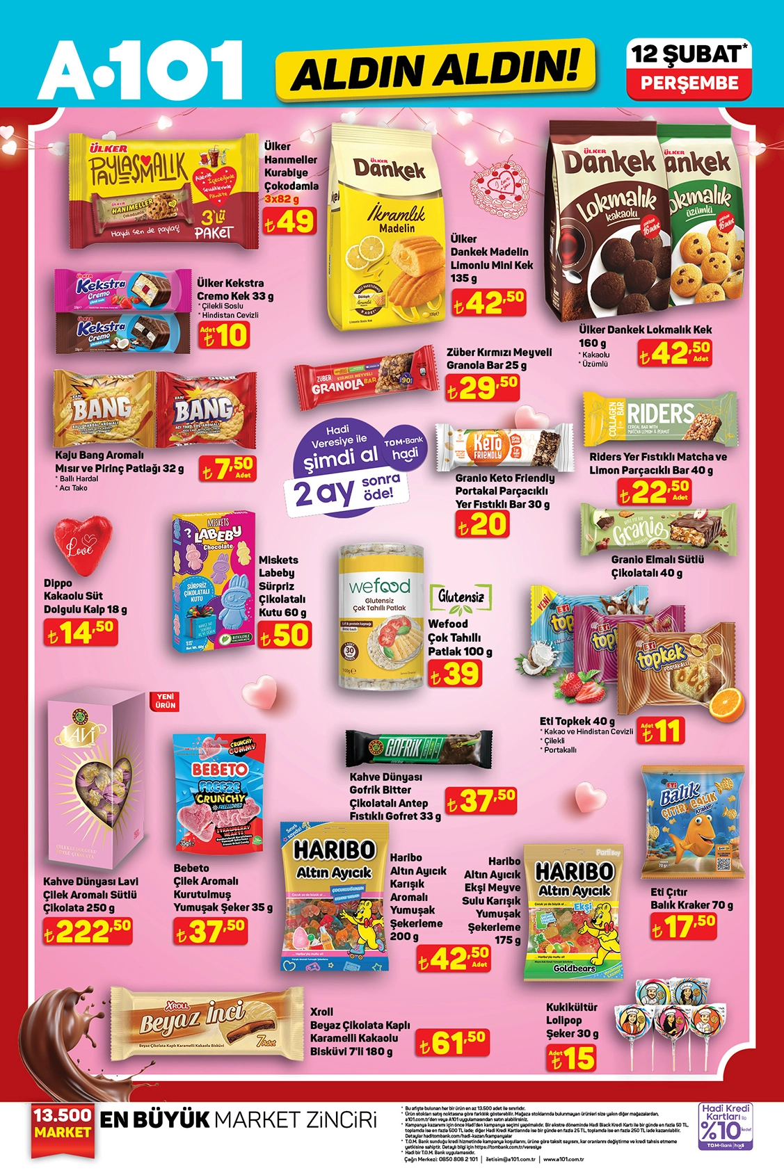 A101 atıştırmalık ve çikolata ürünleri