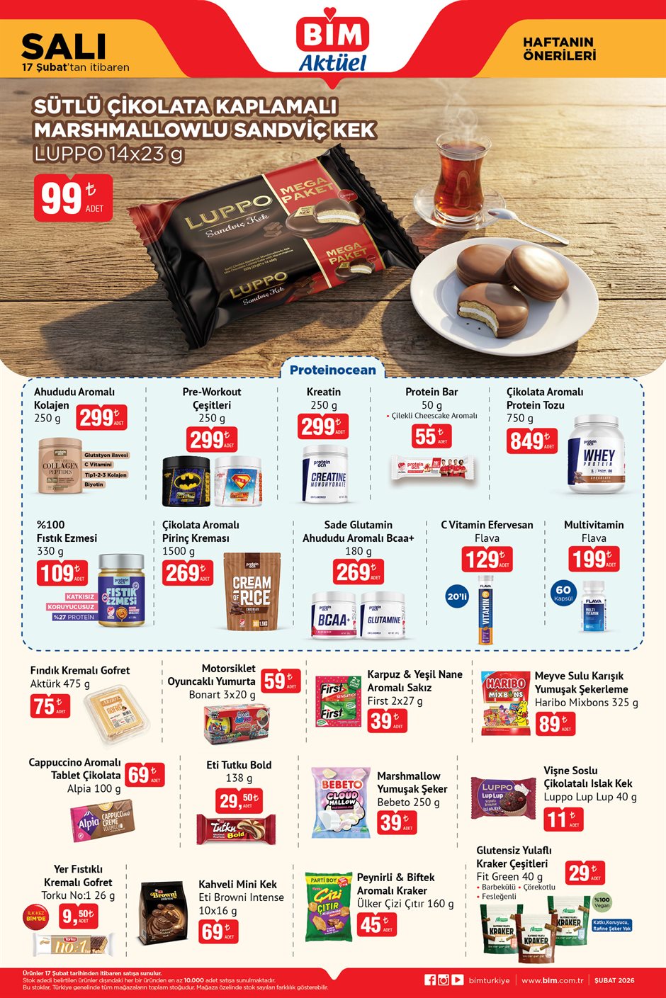 Bim aktüel katalog 17 şubat 2026 salı whey proteinler