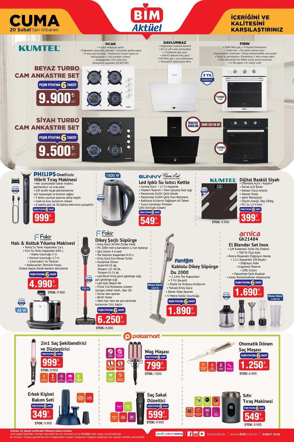 Bim aktüel katalog 20 şubat 2026 cuma dikey süpürge, halı ve koltuk yıkama makinesi