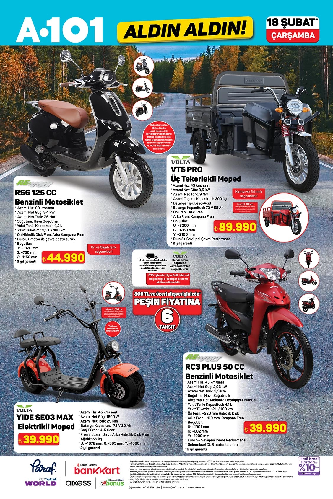 A101 motosiklet fiyatları 18 Şubat