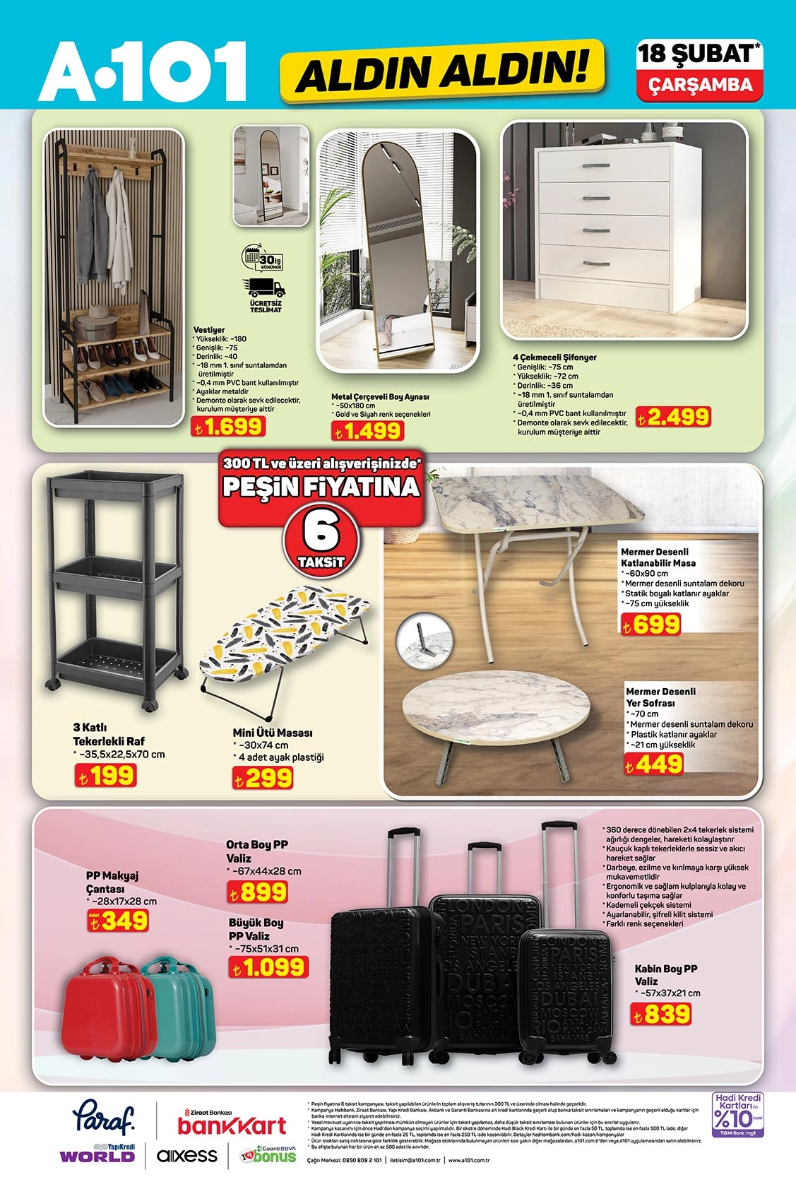 A101 mobilya ve valiz fiyatları