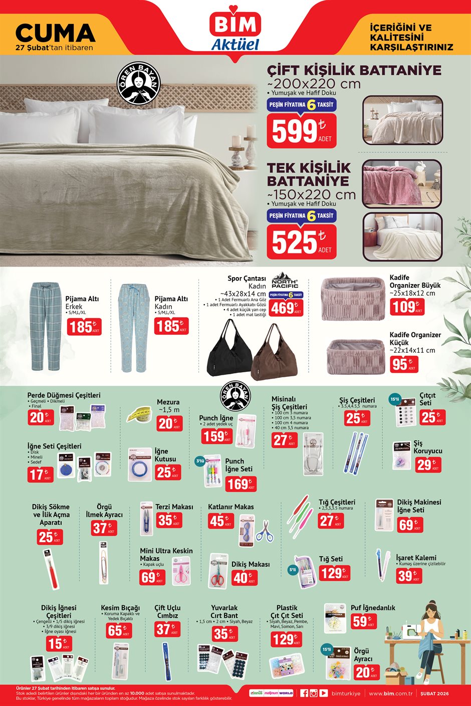 BİM aktüel battaniye ve tekstil indirimleri