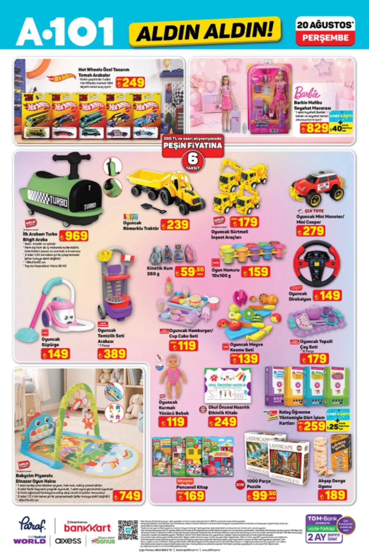 A101 20 Ağustos kataloğunda Barbie, oyuncaklar ve çocuk ürünleri