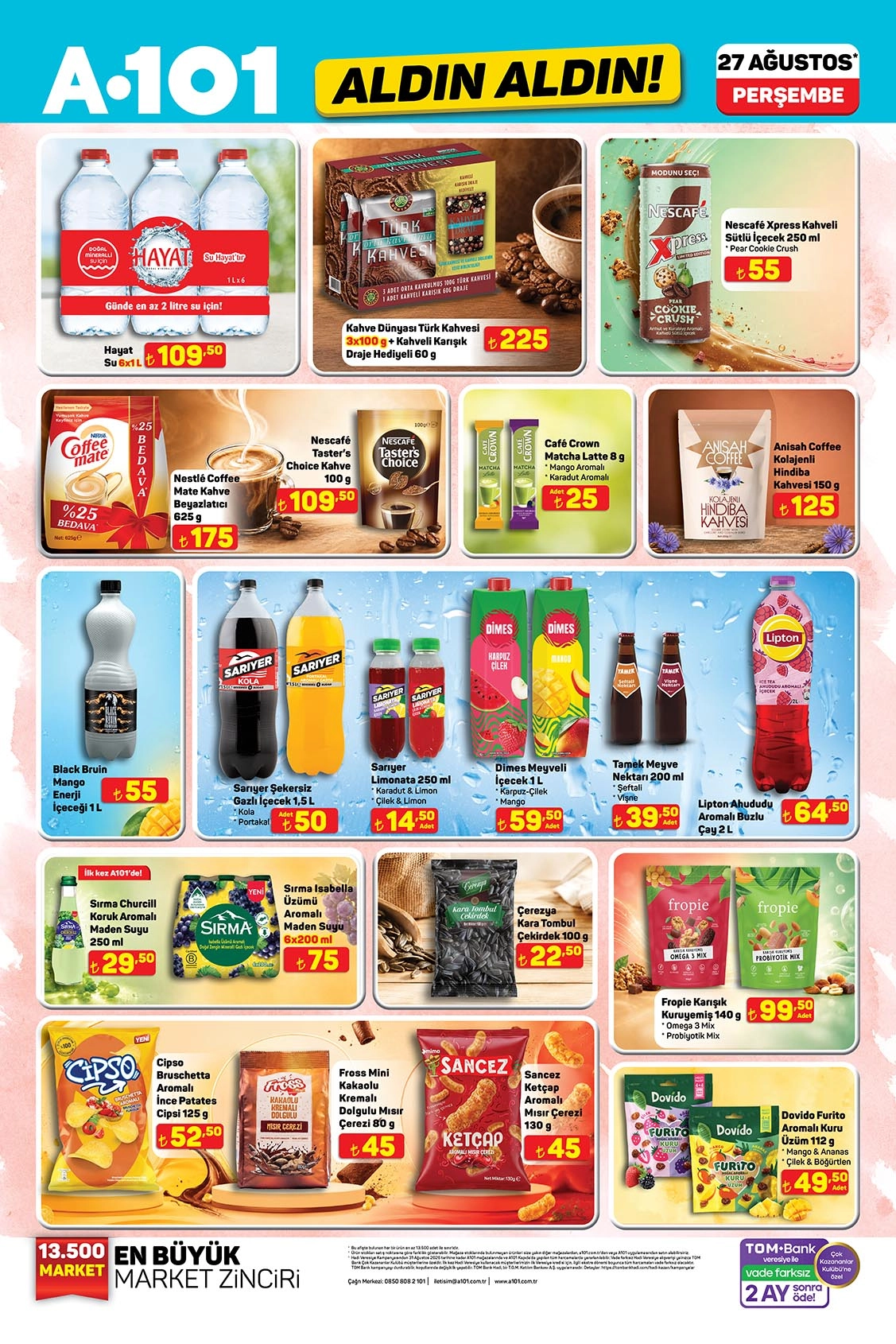 A101 27 Ağustos içecek ve kahve ürünleri