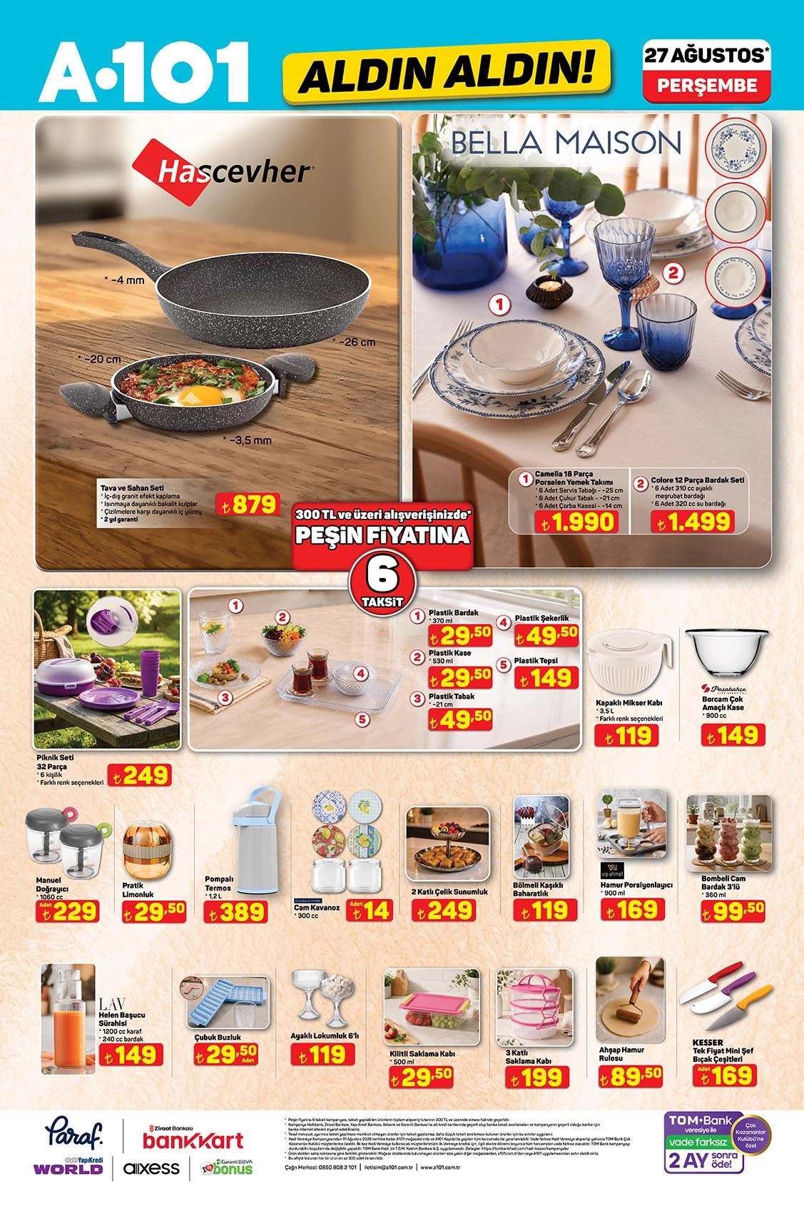 A101 27 Ağustos mutfak ürünleri