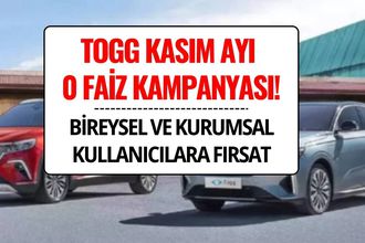 TOGG Kasım 2025 Kampanyası: Bireysel Kullanıcılara 800 Bin TL Faizsiz, Kurumsallara 1,9 Milyon TL Finansman Fırsatı